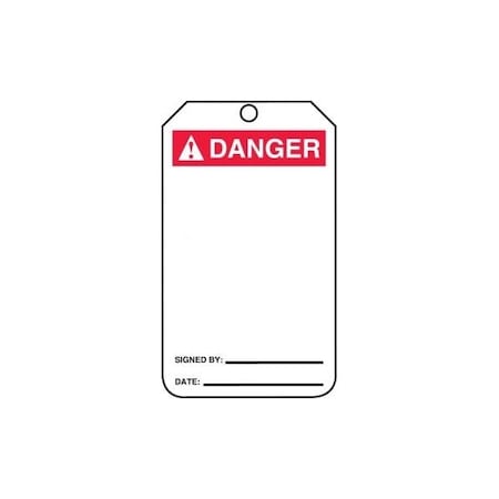 Accuform Safety Tags, ANSI DANGER BLANK, 5.75in x 3.25in, Self-Laminating PF-Cardstock, 25PK MDT205LCP
